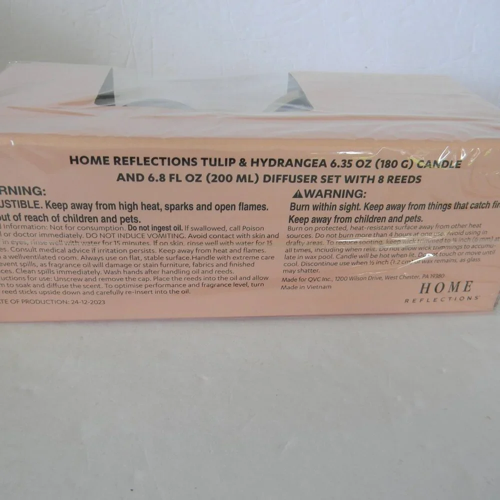 NEW NIB Home Reflections Tulip Hydrangea Candle and Diffuser Set GIFT